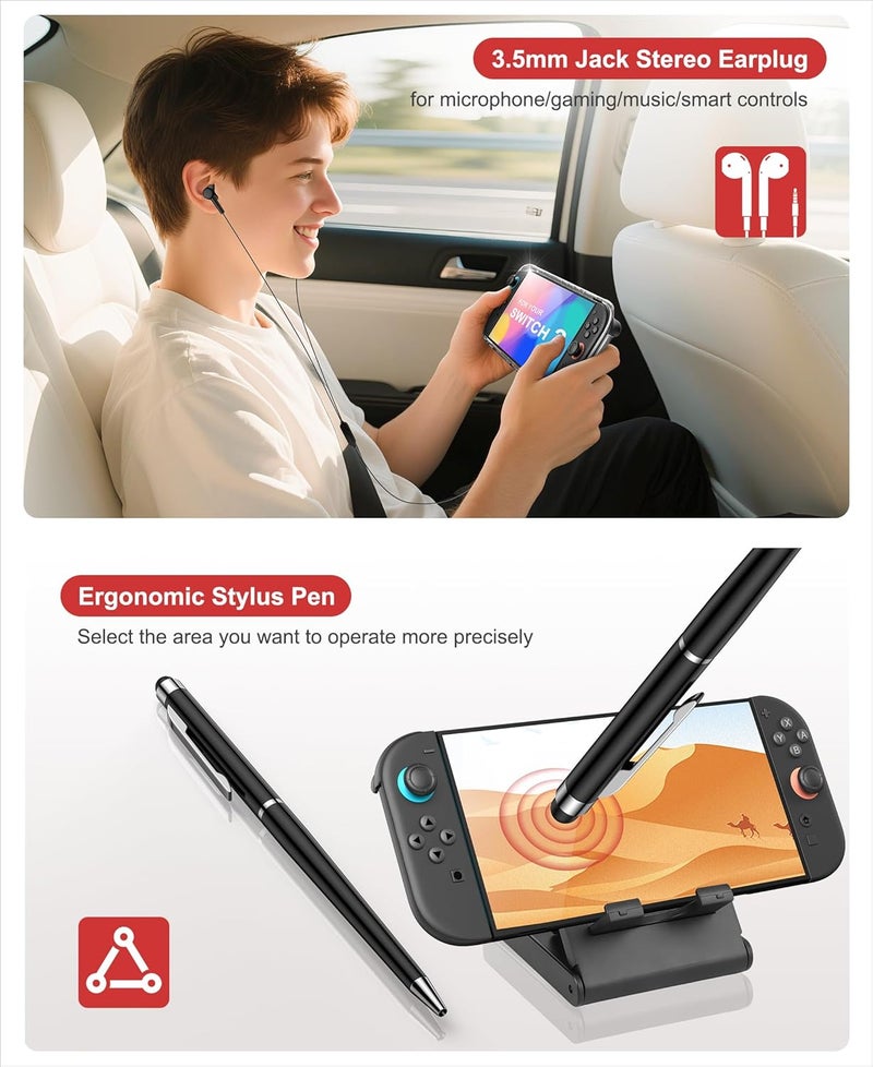 AXYBCOOL Store Switch 2 Accessories Bundle Kit 17-in-1 Compatible with Nintendo Switch 2025, Switch 2 Carrying Case Travel with Joypad Charger, Screen Protectors, Steering Wheel, Grip and more Switch 2 Accessories - Image 3